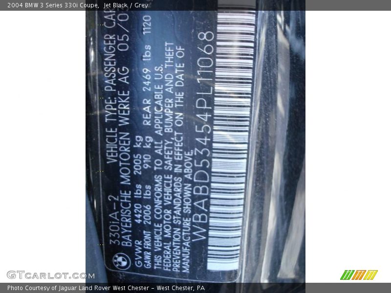 Jet Black / Grey 2004 BMW 3 Series 330i Coupe