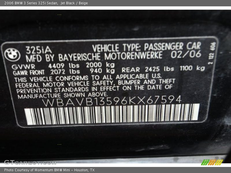 Jet Black / Beige 2006 BMW 3 Series 325i Sedan