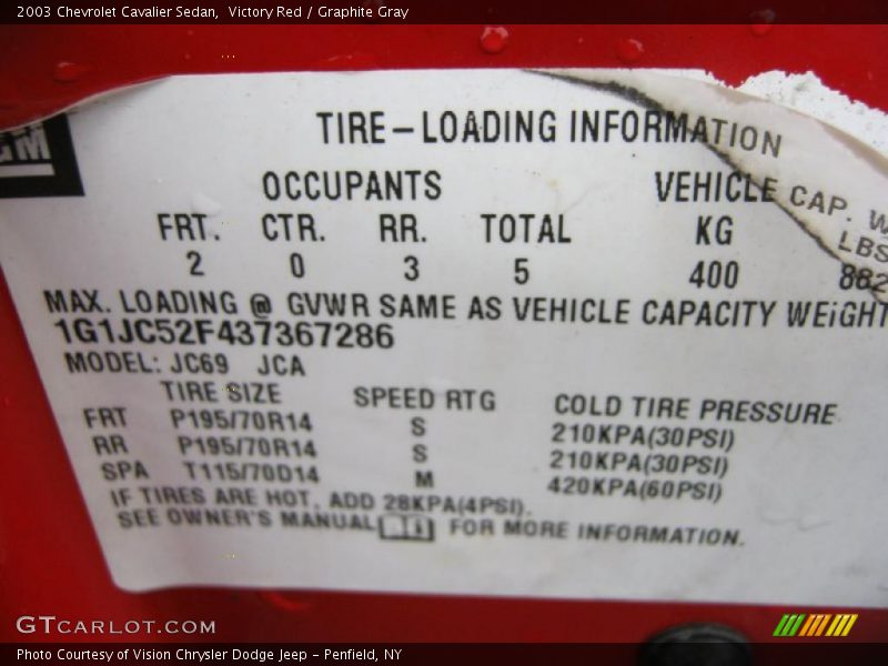 Victory Red / Graphite Gray 2003 Chevrolet Cavalier Sedan