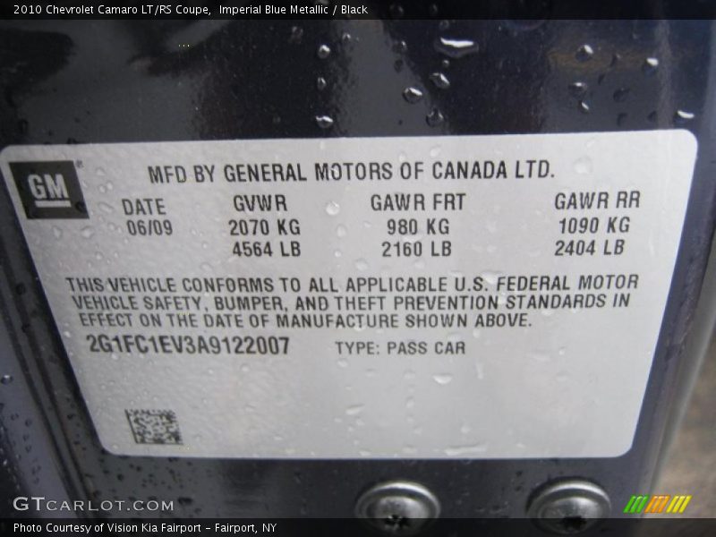 Imperial Blue Metallic / Black 2010 Chevrolet Camaro LT/RS Coupe