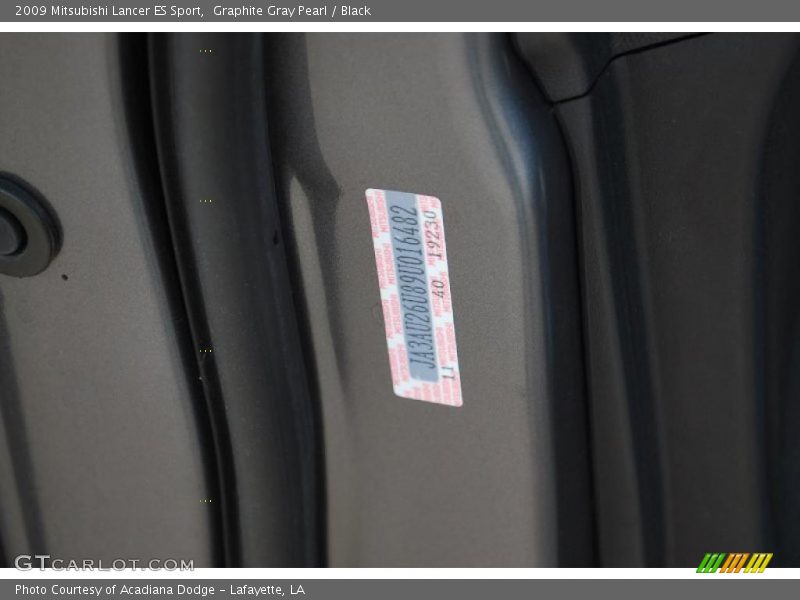 Graphite Gray Pearl / Black 2009 Mitsubishi Lancer ES Sport