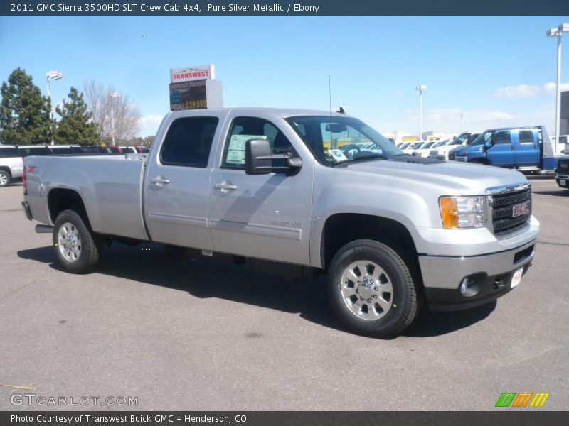 Pure Silver Metallic / Ebony 2011 GMC Sierra 3500HD SLT Crew Cab 4x4