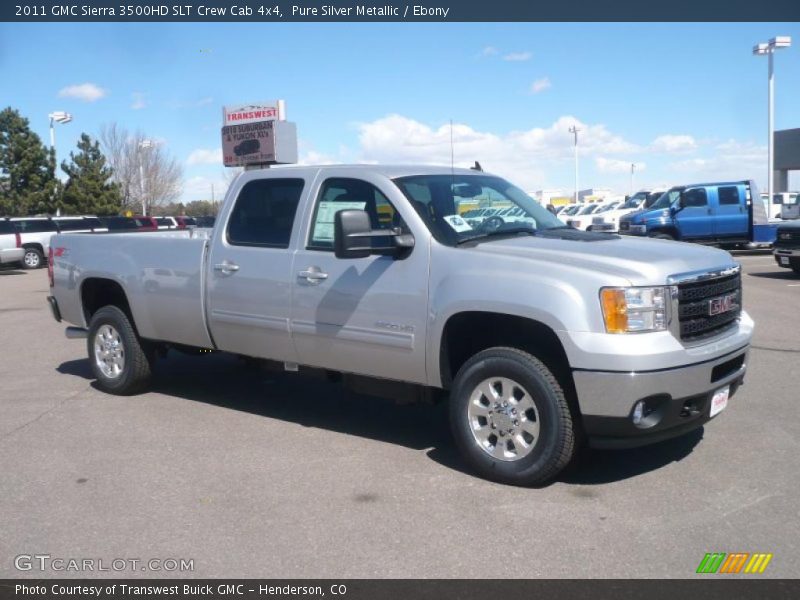 Pure Silver Metallic / Ebony 2011 GMC Sierra 3500HD SLT Crew Cab 4x4