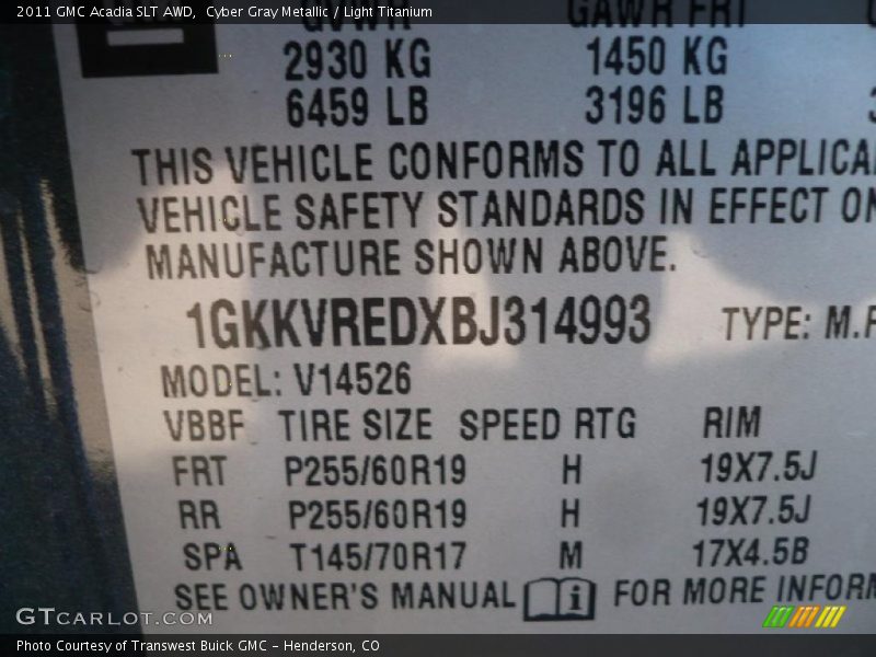 Cyber Gray Metallic / Light Titanium 2011 GMC Acadia SLT AWD