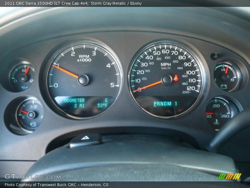 Storm Gray Metallic / Ebony 2011 GMC Sierra 3500HD SLT Crew Cab 4x4