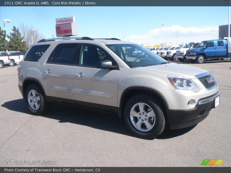 Gold Mist Metallic / Ebony 2011 GMC Acadia SL AWD