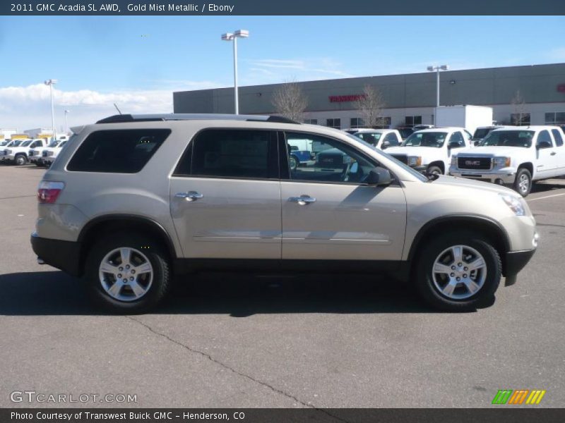Gold Mist Metallic / Ebony 2011 GMC Acadia SL AWD