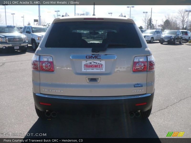 Gold Mist Metallic / Ebony 2011 GMC Acadia SL AWD