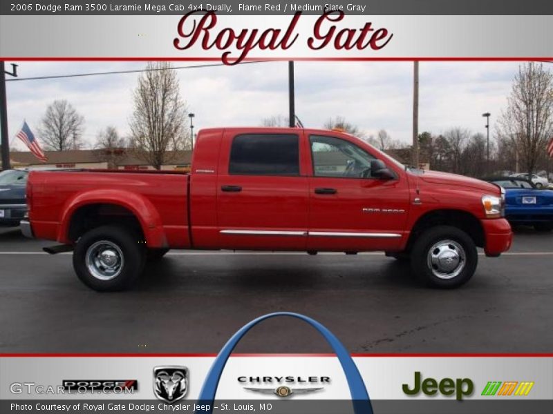 Flame Red / Medium Slate Gray 2006 Dodge Ram 3500 Laramie Mega Cab 4x4 Dually