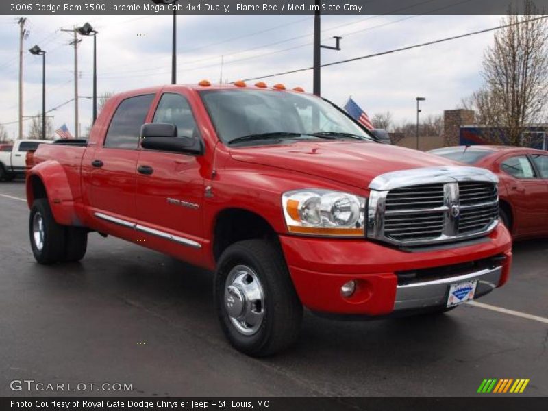 Flame Red / Medium Slate Gray 2006 Dodge Ram 3500 Laramie Mega Cab 4x4 Dually