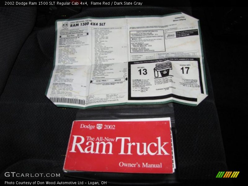  2002 Ram 1500 SLT Regular Cab 4x4 Window Sticker