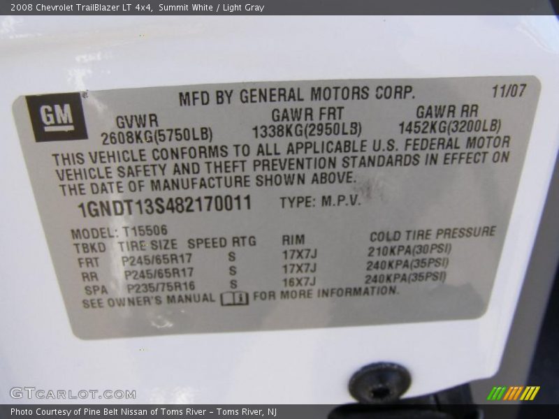 Summit White / Light Gray 2008 Chevrolet TrailBlazer LT 4x4