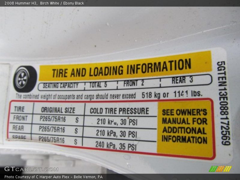 Birch White / Ebony Black 2008 Hummer H3