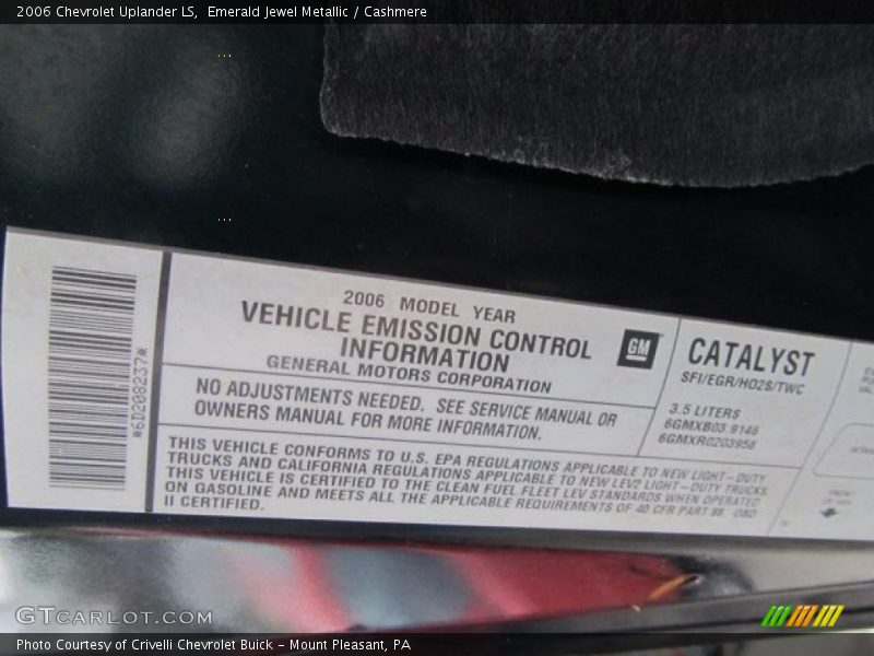 Emerald Jewel Metallic / Cashmere 2006 Chevrolet Uplander LS