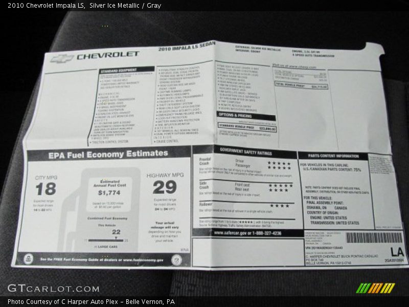 Silver Ice Metallic / Gray 2010 Chevrolet Impala LS