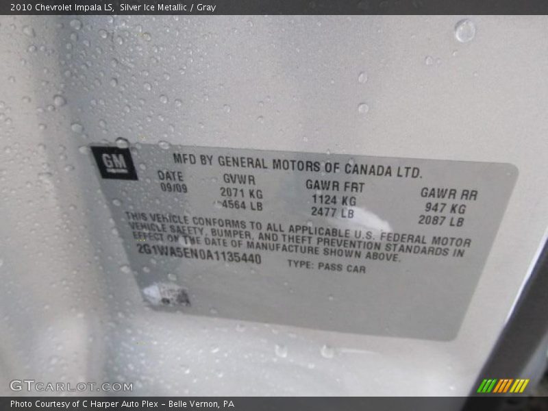Silver Ice Metallic / Gray 2010 Chevrolet Impala LS