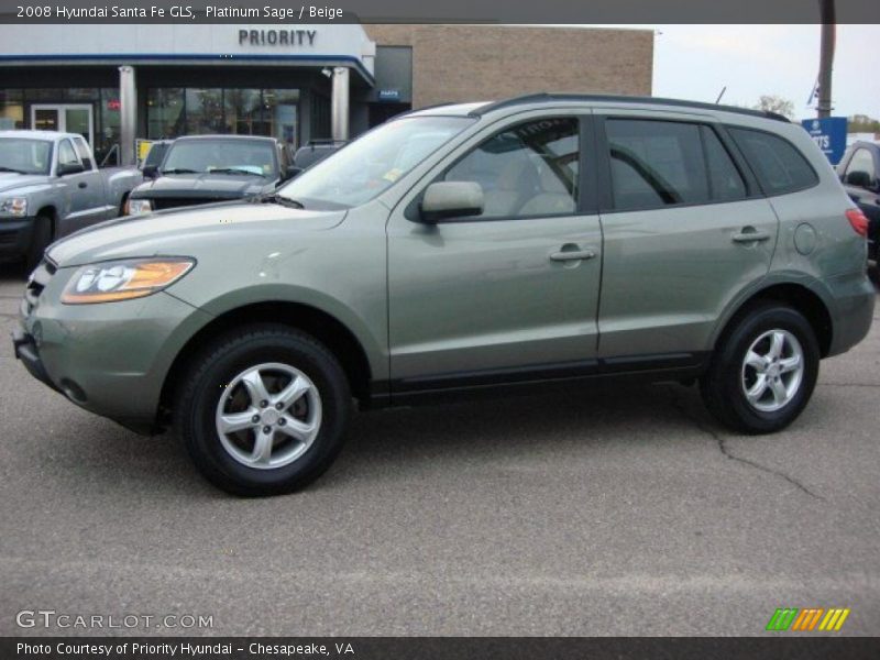 Platinum Sage / Beige 2008 Hyundai Santa Fe GLS