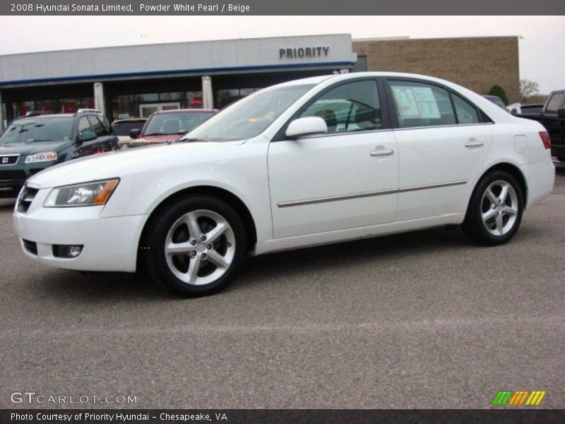 Powder White Pearl / Beige 2008 Hyundai Sonata Limited