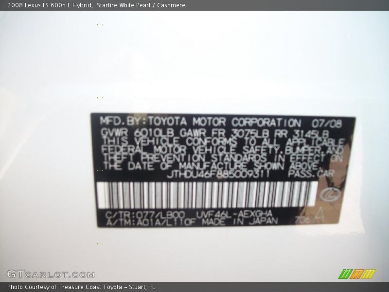 Starfire White Pearl / Cashmere 2008 Lexus LS 600h L Hybrid