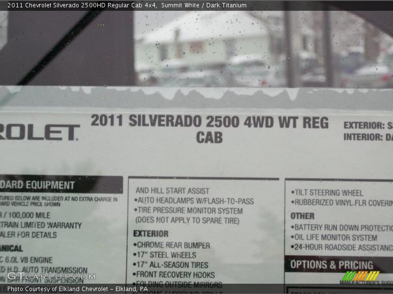  2011 Silverado 2500HD Regular Cab 4x4 Window Sticker