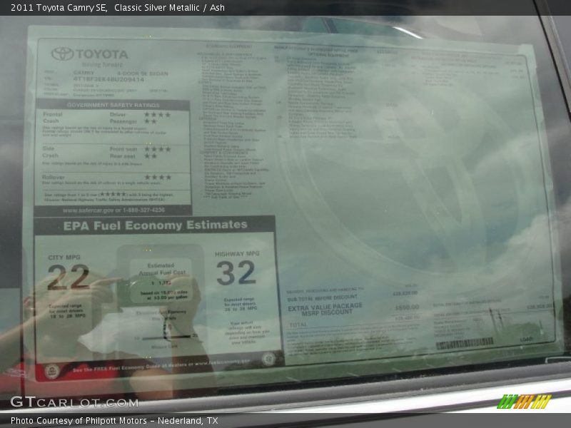  2011 Camry SE Window Sticker