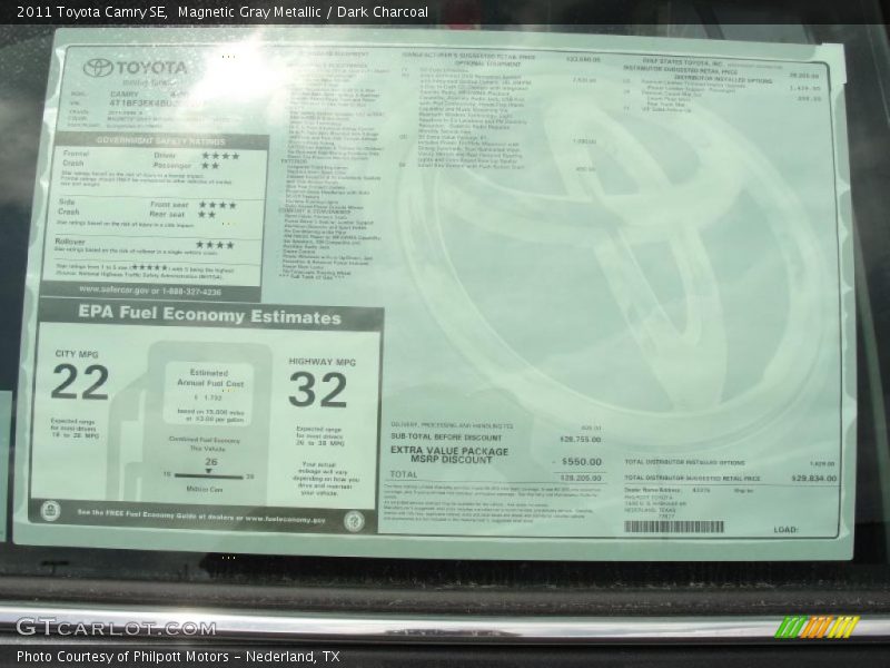 Magnetic Gray Metallic / Dark Charcoal 2011 Toyota Camry SE