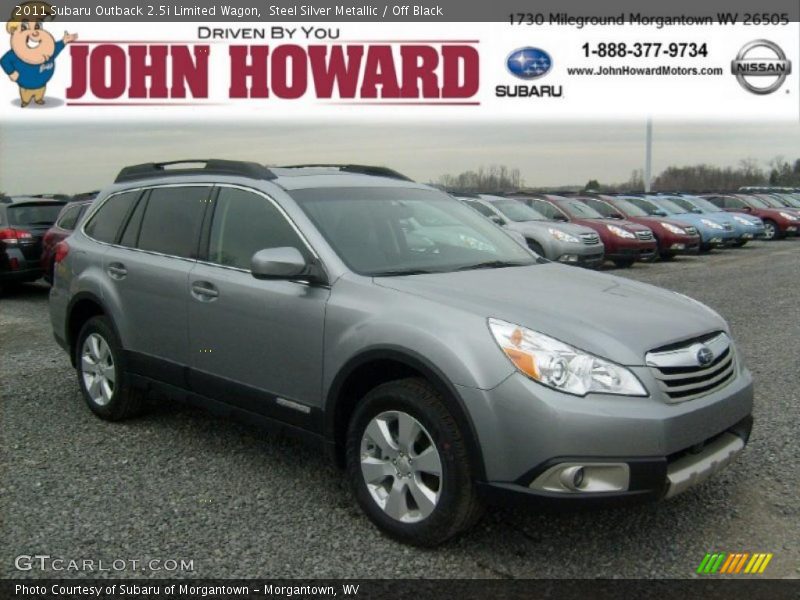 Steel Silver Metallic / Off Black 2011 Subaru Outback 2.5i Limited Wagon