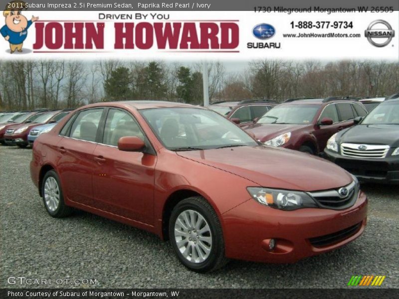 Paprika Red Pearl / Ivory 2011 Subaru Impreza 2.5i Premium Sedan