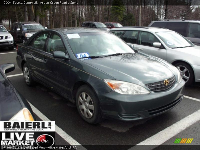 Aspen Green Pearl / Stone 2004 Toyota Camry LE