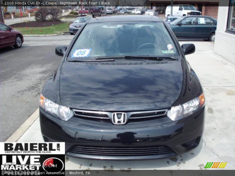 Nighthawk Black Pearl / Black 2008 Honda Civic EX-L Coupe