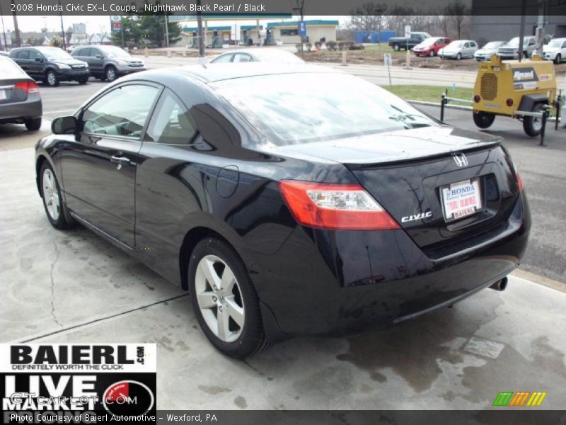 Nighthawk Black Pearl / Black 2008 Honda Civic EX-L Coupe