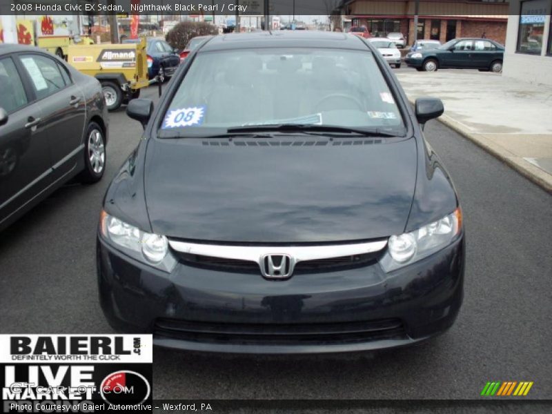 Nighthawk Black Pearl / Gray 2008 Honda Civic EX Sedan