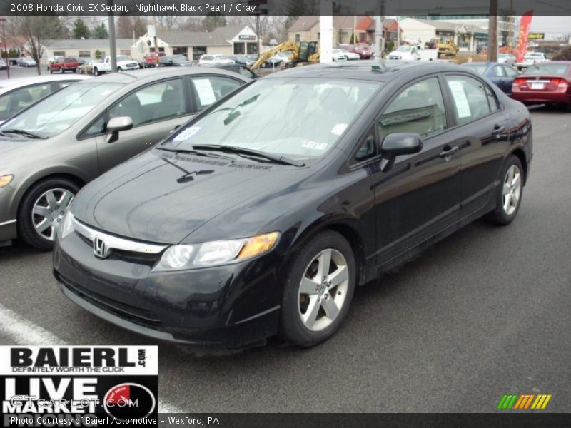 Nighthawk Black Pearl / Gray 2008 Honda Civic EX Sedan
