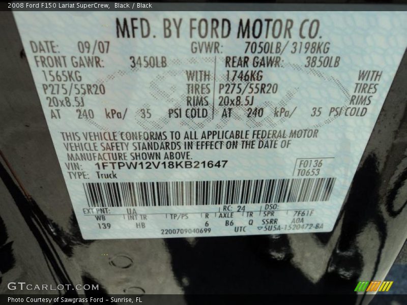 Black / Black 2008 Ford F150 Lariat SuperCrew