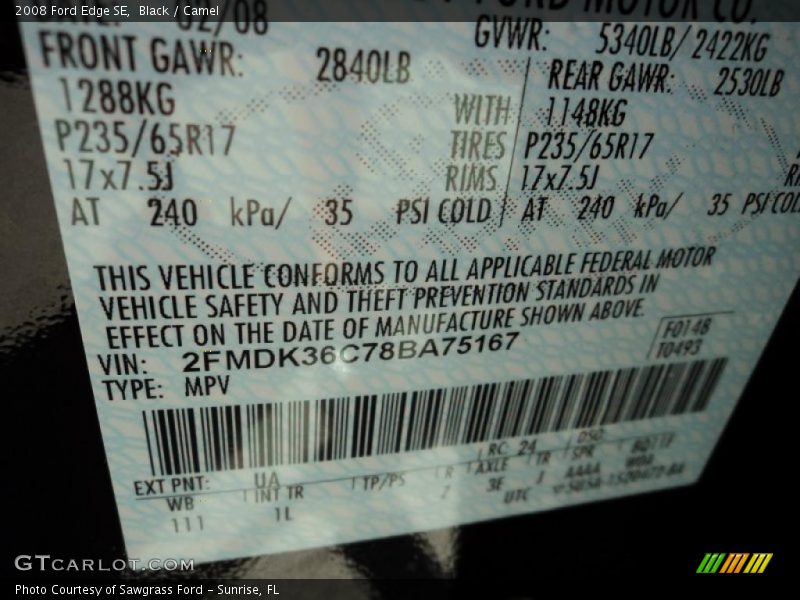 Black / Camel 2008 Ford Edge SE