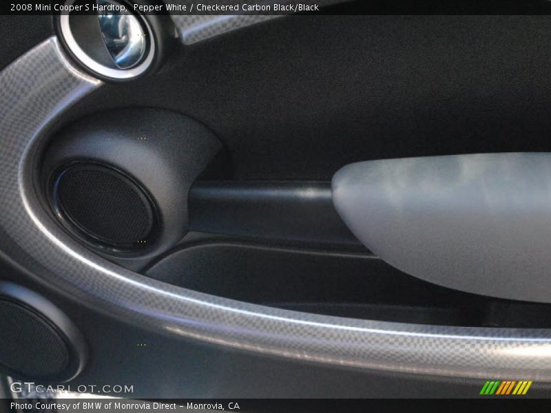 Pepper White / Checkered Carbon Black/Black 2008 Mini Cooper S Hardtop