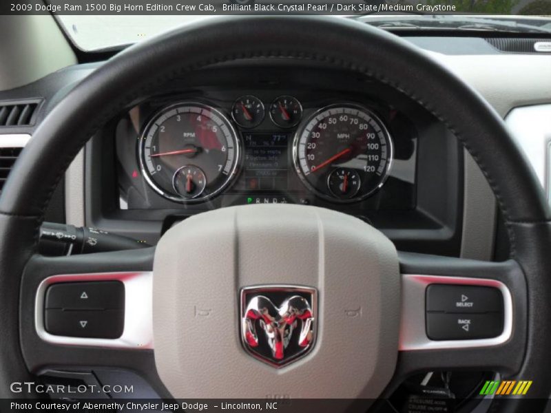 Brilliant Black Crystal Pearl / Dark Slate/Medium Graystone 2009 Dodge Ram 1500 Big Horn Edition Crew Cab