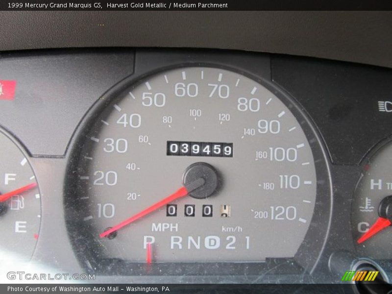 Harvest Gold Metallic / Medium Parchment 1999 Mercury Grand Marquis GS