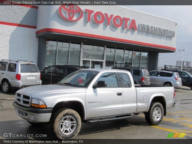 Bright Silver Metallic / Dark Slate Gray 2002 Dodge Dakota Sport Club Cab 4x4