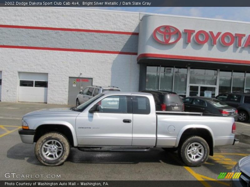 Bright Silver Metallic / Dark Slate Gray 2002 Dodge Dakota Sport Club Cab 4x4