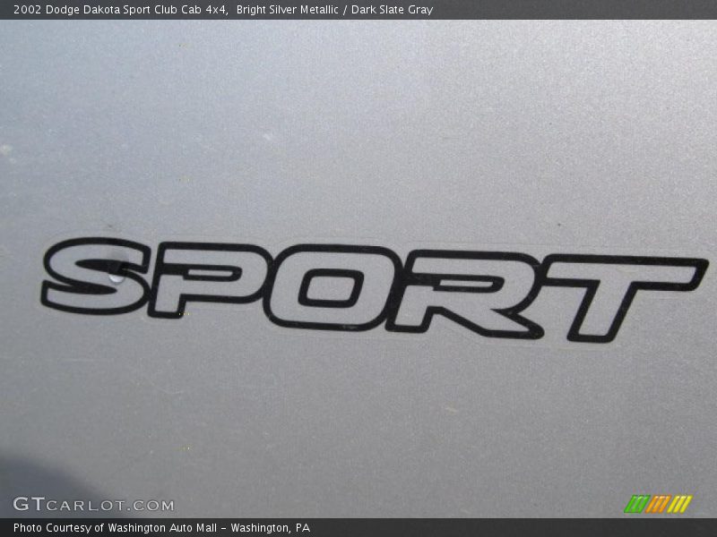 Bright Silver Metallic / Dark Slate Gray 2002 Dodge Dakota Sport Club Cab 4x4