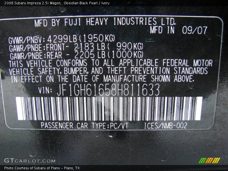 Obsidian Black Pearl / Ivory 2008 Subaru Impreza 2.5i Wagon
