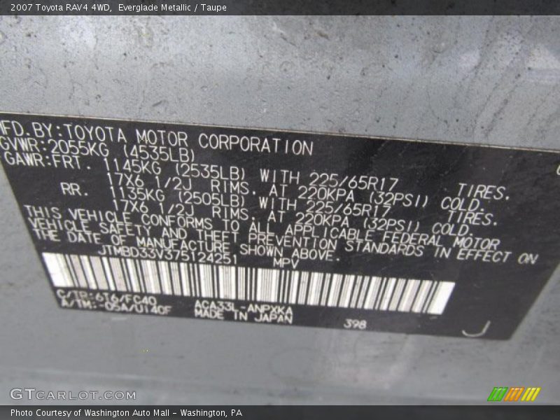 Everglade Metallic / Taupe 2007 Toyota RAV4 4WD