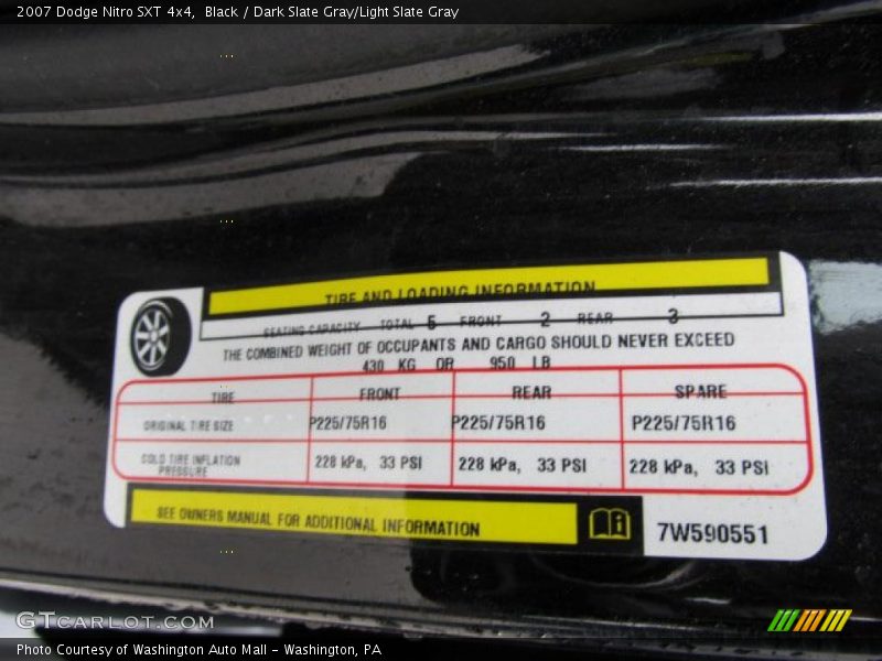 Black / Dark Slate Gray/Light Slate Gray 2007 Dodge Nitro SXT 4x4