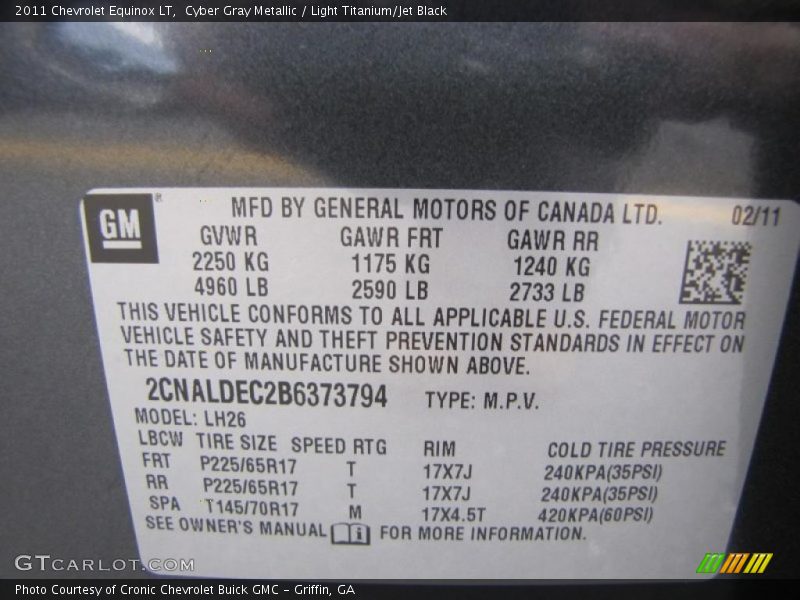 Cyber Gray Metallic / Light Titanium/Jet Black 2011 Chevrolet Equinox LT