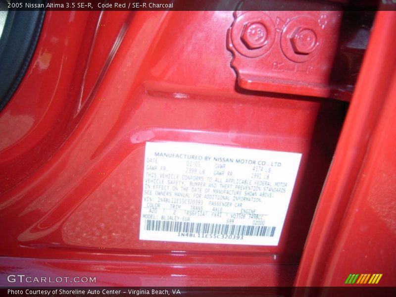 Code Red / SE-R Charcoal 2005 Nissan Altima 3.5 SE-R