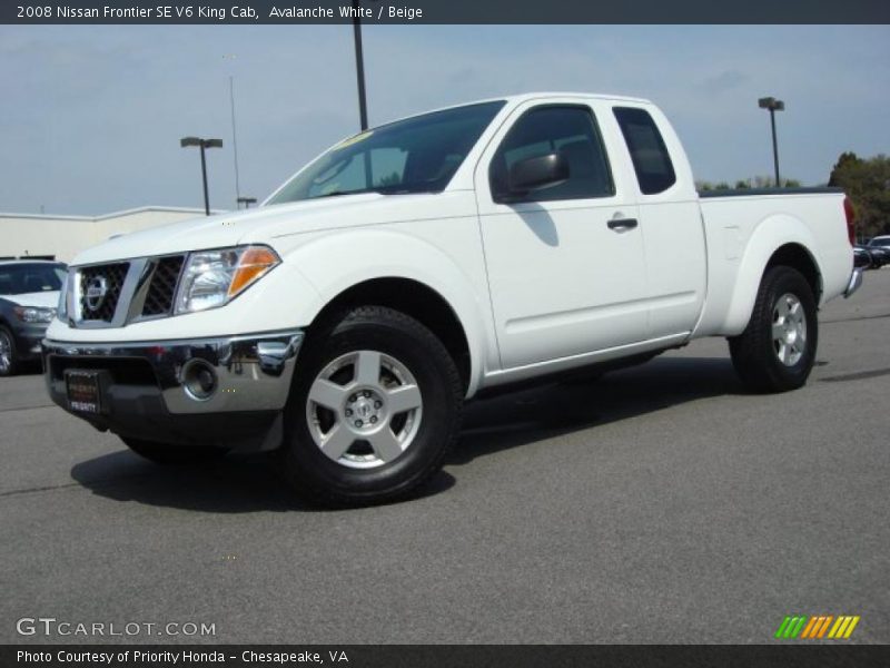 Avalanche White / Beige 2008 Nissan Frontier SE V6 King Cab