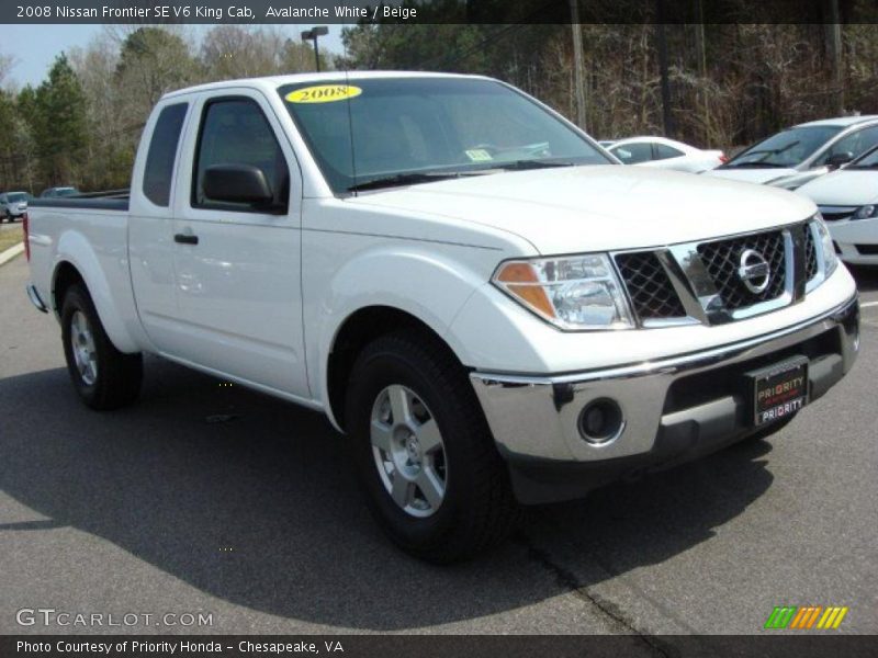 Avalanche White / Beige 2008 Nissan Frontier SE V6 King Cab