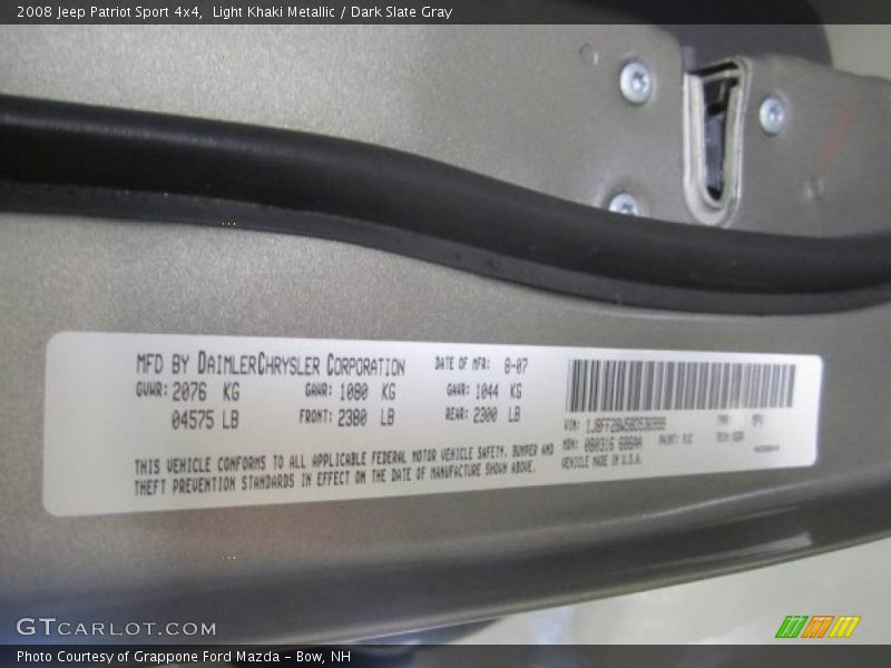 Light Khaki Metallic / Dark Slate Gray 2008 Jeep Patriot Sport 4x4