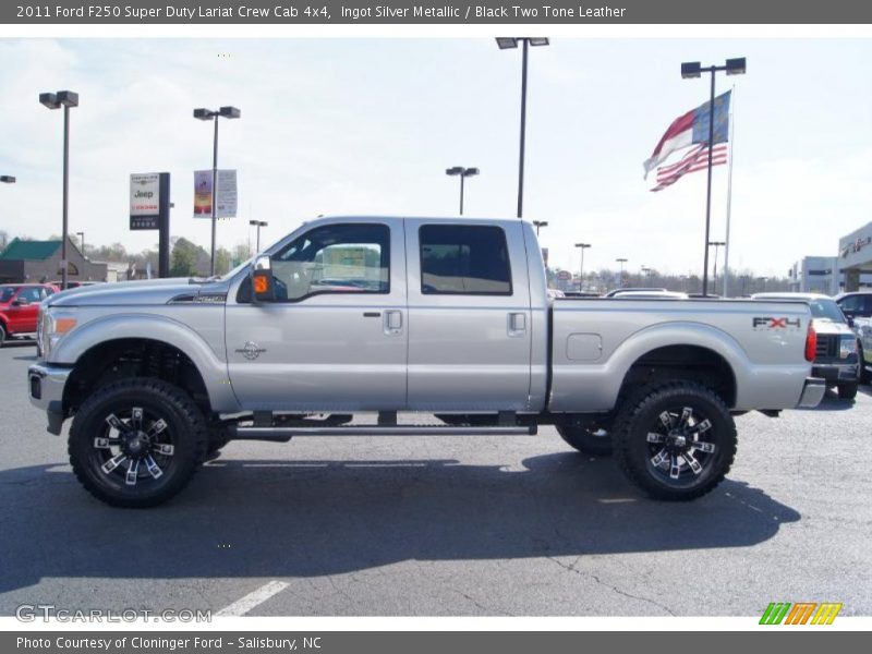 Ingot Silver Metallic / Black Two Tone Leather 2011 Ford F250 Super Duty Lariat Crew Cab 4x4